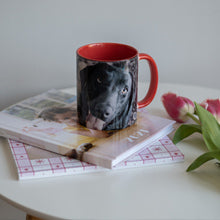 Load image into Gallery viewer, Personalised mug with photo of dog on side table
