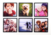 Load image into Gallery viewer, 6 square personalised photo magnets with family photos

