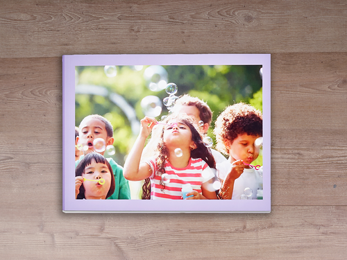 8x6 ratio photobook cover with photo of children